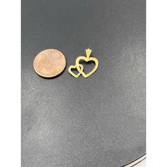 Michael Anthony 14K Solid Yellow Gold Small Open Heart Textured Pendant Charm - Picture 7 of 7